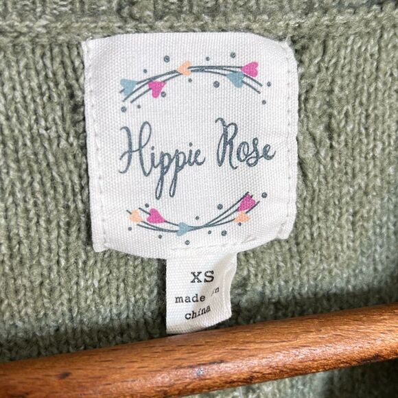 Hippie Rose NWT Cable Knit Textured Crew Pullover Sweater Willow Green Size XS - Picture 6 of 10